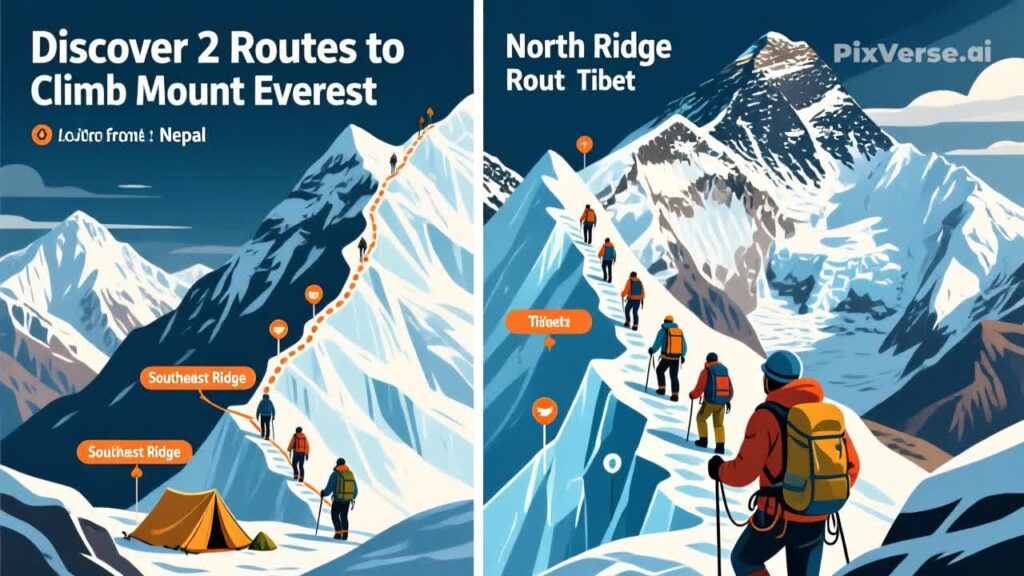 discover 2 routes of mount everest for climbers